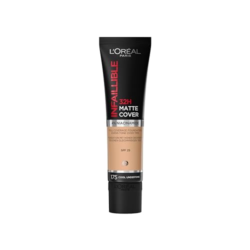 L'Oréal Paris - Base de maquillaje mate de alta cobertura, Resistente al agua - De larga duración - Ligera y matificante - SPF 25 - Infaillible 32H Matte Cover - Tono: 175 Rosa - 30 ml