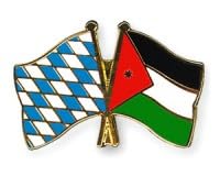 Pin de la amistad, diseño de bandera de Jordania y Baviera, Esmalte duro