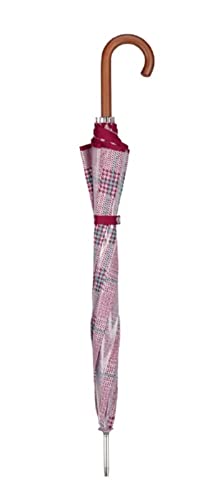 Cacharel Paraguas mujer con apertura manual. Combina tejido estampado con PVC transparente. (Rojo)