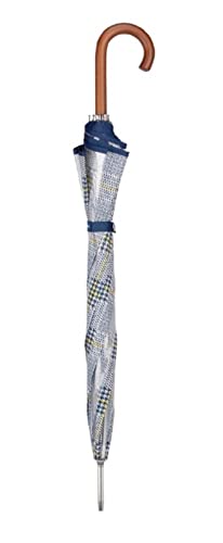 Cacharel Paraguas mujer con apertura manual. Combina tejido estampado con PVC transparente. (Azul)