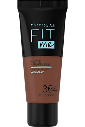 Maybelline New-York - Fond de Teint Fluide Fit Me Matte & Poreless - Peaux normales à grasses - teinte : 364 Bronze Foncé - 30 ml