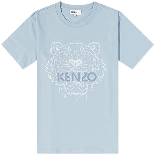 Kenzo Camiseta Tiger para hombre, color azul/gris 100% algodón (talla ajustada), Glacier Blue Grey, M corto