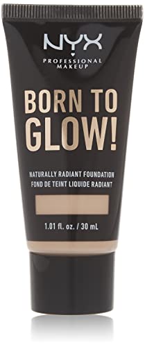NYX Professional Makeup Base de Maquillaje Born to Glow Radiant Foundation, Acabado Radiante, Cobertura Media Modulable, Fórmula Vegana, Tono: Nude