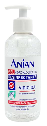 ANIAN - Gel Hidroalcohólico Desinfectante Antiséptico, 300 ml, 60% de Alcohol, Gel Desinfectante de Manos, Bactericida y Viricida, No Reseca la Piel, Limpiador de Manos sin Aclarado