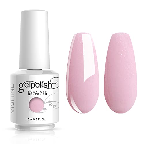 Vishine - Esmalte de uñas semipermanente de absorción UVA o LED - Manicura de gel color rosa nacarado (1327).