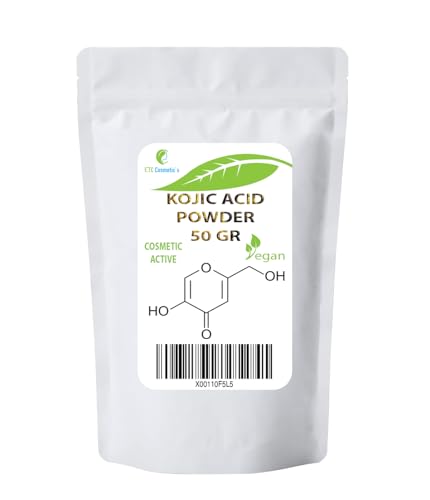 Polvo de ácido kójico - 50gr - se puede incorporar en formulaciones para el cuidado de la piel diseñadas para aclarar el tono de la piel, humectantes, cremas, lociones, geles, fluidos