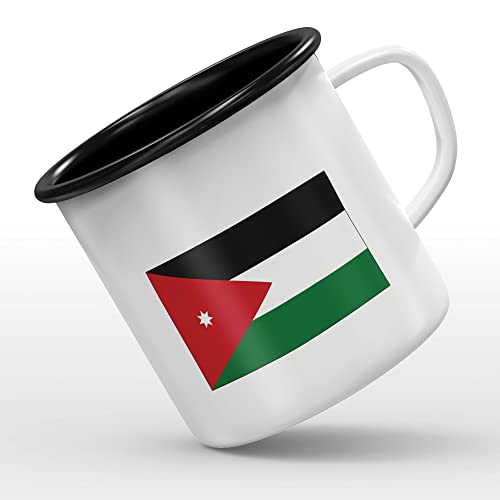 Taza esmaltada con diseño de bandera de Jordania