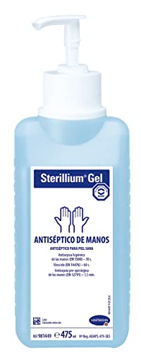 Sterillium, Gel Hidroalcohólico, Gel Desinfectante de Manos, Gel Antiséptico, Amplio Espectro de Acción, Aporta Hidratación, Protección y Suavidad, Color Azul (475 ml)