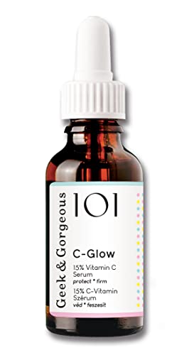 Geek & Gorgeous - C-Glow - Suero con 15% de vitamina C para la cara, cuidados faciales de alta dosis, potente, clínicamente probado, 30 ml