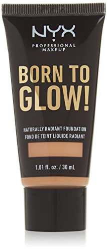 NYX Professional Makeup Base de Maquillaje Born to Glow Radiant Foundation, Acabado Radiante, Cobertura Media Modulable, Fórmula Vegana, Tono: Natural