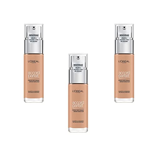 L'Oréal Paris Accord Parfait Base de Maquillaje 3.D Beige Doré, Juego de 3 (3 x 30 ml)