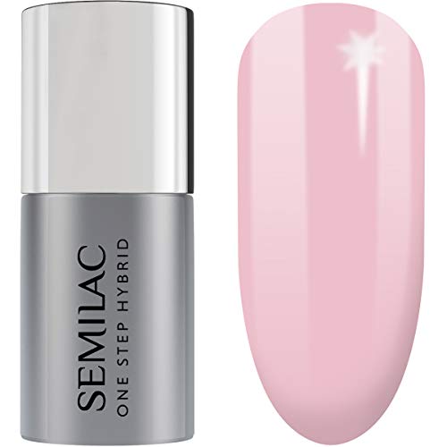 Semilac One Step Hybrid Esmalte de uñas 3 en 1, color rosa fucsia Barely, 5 ml, innovador esmalte de color UV led