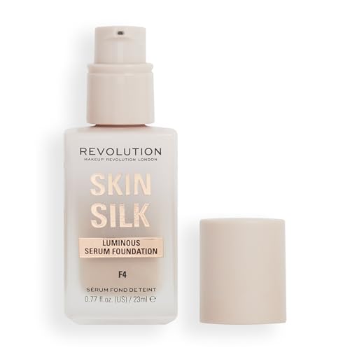 Makeup Revolution, Skin Silk Serum Foundation, Light to Medium Coverage, Contains Hyaluronic Acid, F4, 23ml