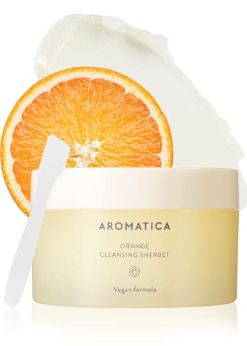 AROMATICA Sorbete Limpiador de Naranja | Bálsamo Limpiador | Ingredientes naturales | Elimina eficazmente el maquillaje de ojos y piel | sentirse flexible y suave | Limpiador Vegano - 150g