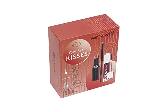 Wet n Wild, Oh My Kisses Makeup Set, Makeup Kit with Lip Pencil and Lipsticks, with Vitamin E and Hyaluronic Acid, Gift for Girls
