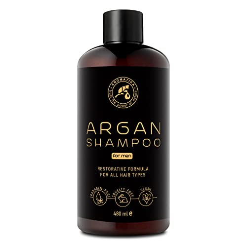 Argan Oil Champu para Hombres 480ml - Shampoo con Aceite de Argán Natural y Extractos de Hierbas - para Todo Tipo de Cabello - Fórmula Reparadora Especial para Hombres - Cuidado del Cabello