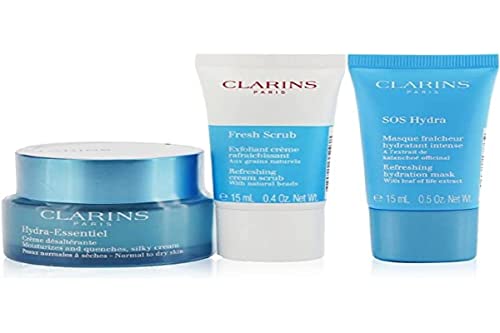 Clarins hydra essentiel todo tipo de pieles 50ml + mascarilla hidratante 15ml + exfoliante rotro 30ml (3063224)