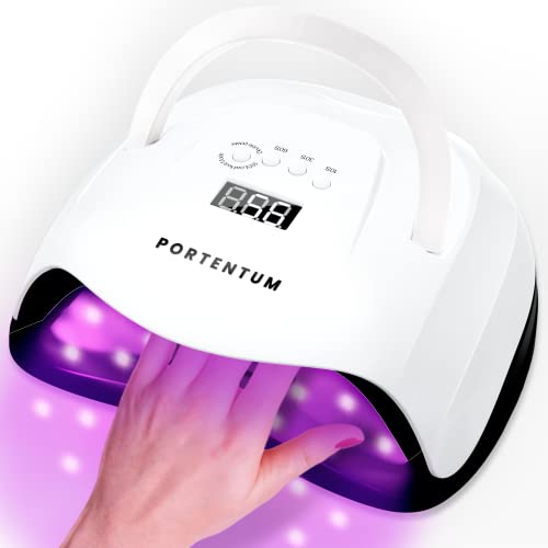 PORTENTUM Lampara uñas semipermanentes. Lámpara 42 LED UV Profesional de 200W para Uñas Semipermanentes: Secador de Uñas, Regalo Ideal para Mujeres