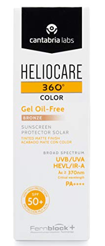 Heliocare 360º Color Gel Oil-Free SPF 50+ - Fotoprotección Avanzada con Color, Textura Ligera, Pieles Mixtas o Grasas, Acabado Mate y Tacto Seco, Bronze, 50ml