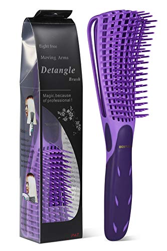 BESTOOL Cepillo para alisar el cabello, para desenredar, suave y de gran tamaño, de nylon, antiestático, apta para el desenredador natural (púrpura)