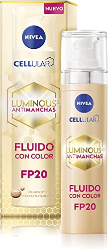 NIVEA Luminous 630 Antimanchas Fluido con Color FP20 (1 x 40 ml), crema antimanchas facial con doble acción, protector antimanchas con ácido hialurónico
