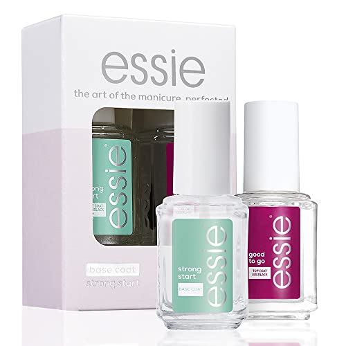 Essie Kit de manicura The art of Manicure, Rutina de manicura, Base coat Strong Start y Top coat Good to go, tamaño estándar