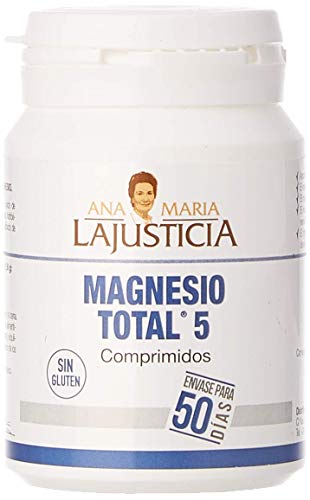 Ana Maria Lajusticia, Magnesio total 5 Disminuye el cansancio y la fatiga,mejora el funcionamiento del sistema nervioso. Apto para veganos. 100 Unidades (Paquete de 1)