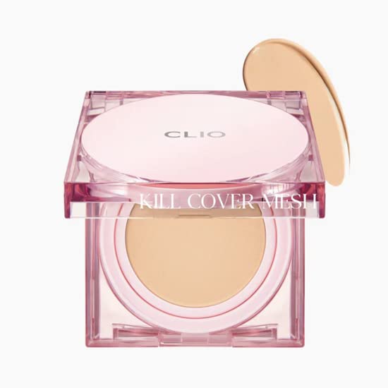 CLIO Kill Cover Mesh Glow Base de maquillaje cushion, brillo con cobertura, con recambio, SPF 50+ PA++++, 3 colores, 15 g, *2EA (04 GINGER)