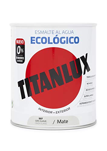 Titanlux Esmalte Ecológico Acrílico Mate 750 ml (Gris Suave 0507)