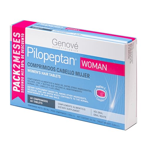 Pilopeptan Woman Comprimidos - Anticaída Capilar Mujer - Cabello y Uñas - Potencia el Crecimiento, Formación de Queratina - Regeneración Capilar y Protege el Cuero Cabelludo - 60 Comprimidos