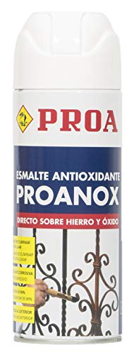 PROA ESMALTE PROANOX DIRECTO SOBRE ÓXIDO EN SPRAY. SATINADO. Blanco. 400 ML Esmalte antioxidante para metales sin necesidad de imprimación. Exterior e interior.