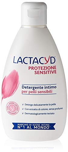 Lactacyd Protección Sensitive – Limpiador de higiene íntima indicado para pieles sensibles, con ácido láctico biotecnológico y extracto de algodón, paquete de 6 piezas (6 x 300 ml)