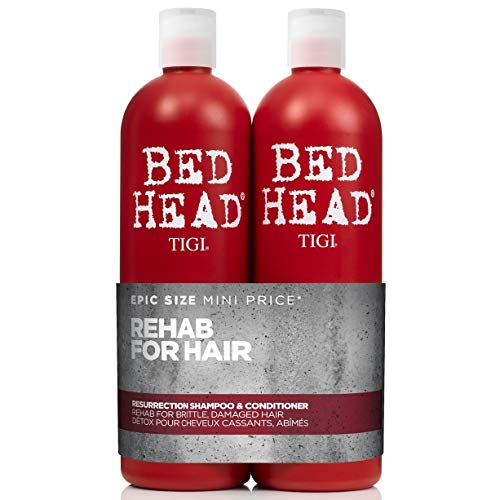 Bedhead by TIGI | Set de champú y acondicionador Resurrection | Cuidado del cabello para cabello quebradizo y dañado | Fórmula de cuidado potente y regeneradora | 2 x 750 ml