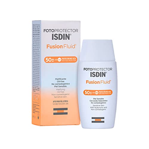 Fotoprotector ISDIN Fusion Fluid SPF 50+ - Protector solar facial, Matificante, Oil-free, No comedogenico, Apto para piel atópica, 50 ml