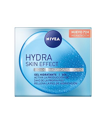 NIVEA Hydra Skin Effect Gel, crema de día con ácido hialurónico puro (50 ml), cuidado de día 72h de hidratación, crema facial hidratante para un cutis más fresco
