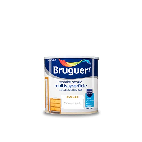 Bruguer Acrylic Multisuperficie Esmalte al agua Satinado Blanco Permanente 250 ml