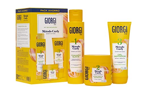 GIORGI Line - Kit de Iniciación al Método Curly en 3 Pasos, Rizos Espectaculares, 0% Alcohol, 0% Siliconas, 0% Sulfatos, Con Proteínas Vegetales y Aguacate - 950 ml