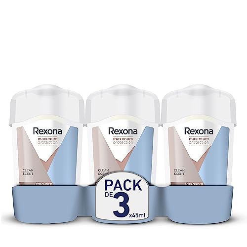 Rexona Maximum Protection Desodorante para mujer en barra Antitranspirante Clean Scent, 45 ml (Paquete de 3)