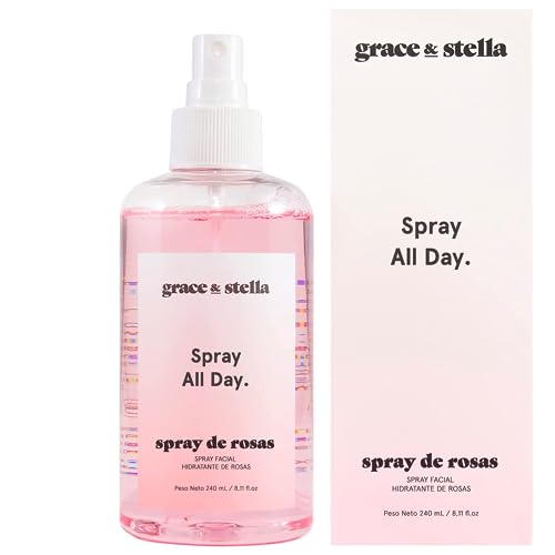 Grace and Stella Spray Facial de Agua de Rosas – Tónico Facial Agua de Rosas Natural - Bruma Facial Hidrolato de Rosas en Spray - Belleza Mujer Facial (240 ml)