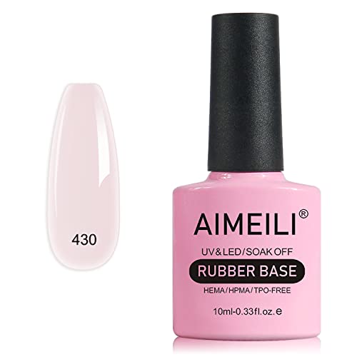 AIMEILI 5 en 1 esmalte de uñas con base de caucho transparente, empapado en UV/LED, gel adhesivo de strass - 10ml (430)