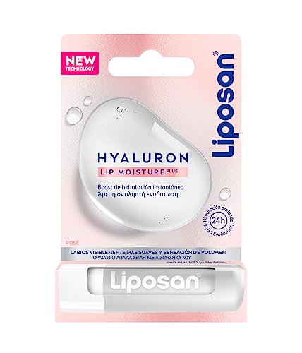 Liposan Hyaluron Plus (1 x 5,2 g), bálsamo labial con ácido hialurónico, cacao de labios con boost de hidratación instantáneo, bálsamo hidratante para unos labios suaves, tono rosé