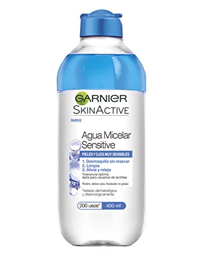 GARNIER Skin Active - Agua Micelar Sensitive para Pieles y Ojos Muy Sensibles, 400 ml, 6 Unidades (Paquete de 1)