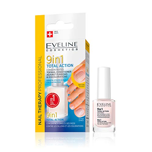 Eveline Cosmetics Toe Nail Therapy 9in1 Suero concentrado de acción total para fortalecer y endurecer las uñas Dañadas | 12ml | Tratamiento Reparador | Fácil Aplicación | Efectos inmediatos