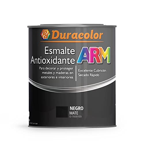 Esmalte Antioxidante ARM - Color Negro Mate - 750 ml - Superficie Exterior e Interior - Acabado Mate y de Rápido Secado - Excelente Dureza y Resistencia - Duracolor