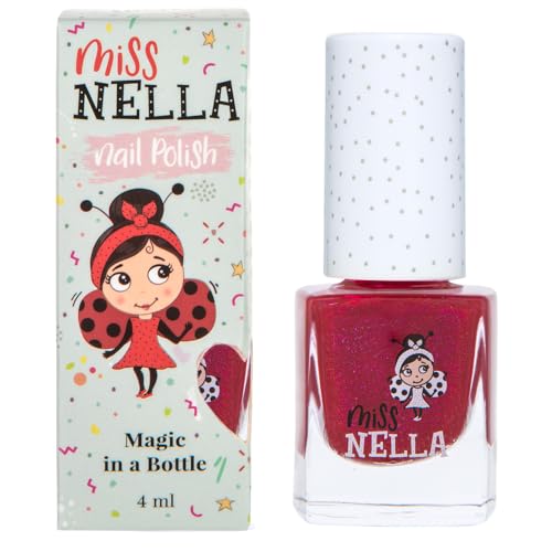 Miss Nella JAZZBERRY JAM- Esmalte especial para uñas con brillos para niños, fórmula despegable, a base de agua y sin olor