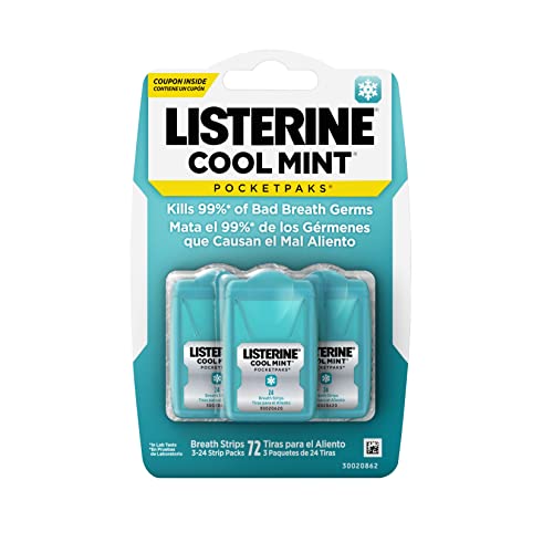Listerine - PocketPaks - Juego de 3 dispensadores de tiras de menta para un aliento fresco