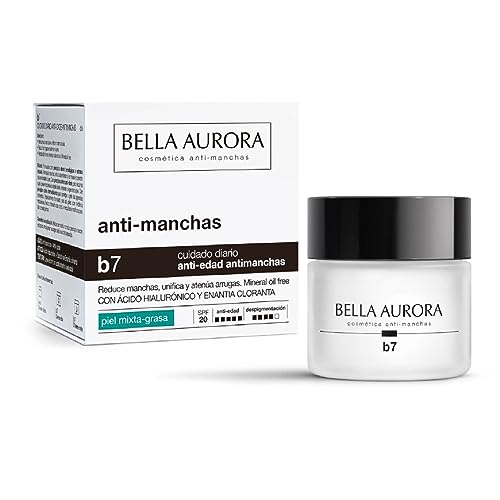 Bella Aurora Crema Anti-manchas y Anti-Edad Piel Mixta-Grasa SPF 20, 50 ml | Quitamanchas Cara Piel | Tratamiento para Manchas | Despigmentante Facial | Anti-Edad | B7