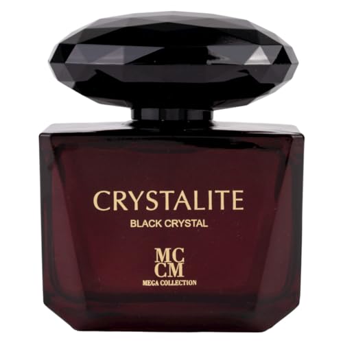 Crystalite Black Crystal, Eau de Parfum, Alternativa Versac Black Crystal, Ard Al Zaafaran Mega Collection, Mujer, 100 ml