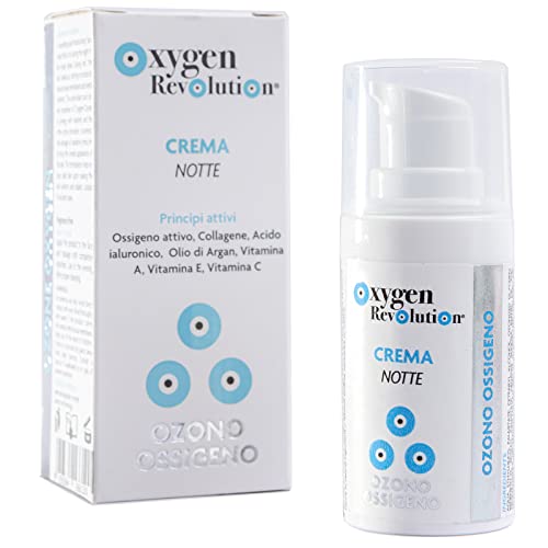 Oxygen Revolution Crema nocturna nutritiva a base de oxigeno-ozono con ácido hialurónico y colágeno, hidratante, rico en principios activos, profunda penetración en la piel, 15 ml