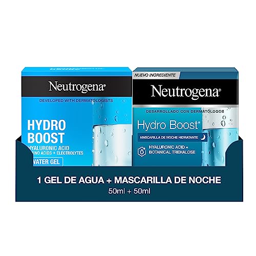Neutrogena Rutina Facial Hydro Boost, Gel de Día y Mascarilla de Noche, con Ácido Hialurónico y Trehalosa Natural, Hidratación, Pack de 2 x 50 ml